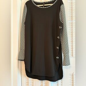 Black Tunic with Striped Sleeves and buttons